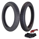 Kenda Small Block K262 2.75-17 Tube-Type (TT) Tires & TR-4 275/300-17 Tube for Small Street and Trail Bikes, Dirt Bikes, and Scooters - Durable Off-Road and On-Road Performance with Keychain (2 Pack)